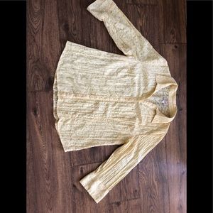 Yellow 3/4 sleeve collared blouse